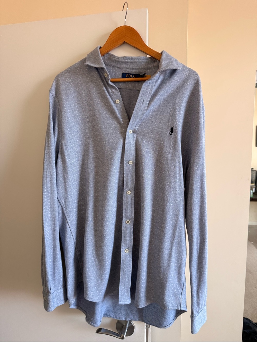 Ralph Lauren Light Blue Men's Button-Down Shirt with Polo Logo
